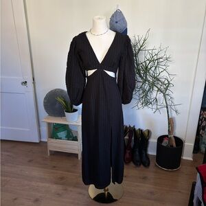 Showpo Black Cutout Maxi Dress with Balloon Sleeves